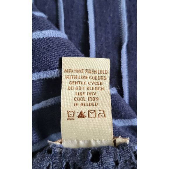 Eyelash Couture Shirt Tank Top Women's Small Blue Sheer Back Sleeveless Striped - Picture 7 of 9